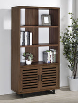 Maddox 71-inch 3-shelf Cabinet Bookcase Walnut - Tampa Furniture Outlet