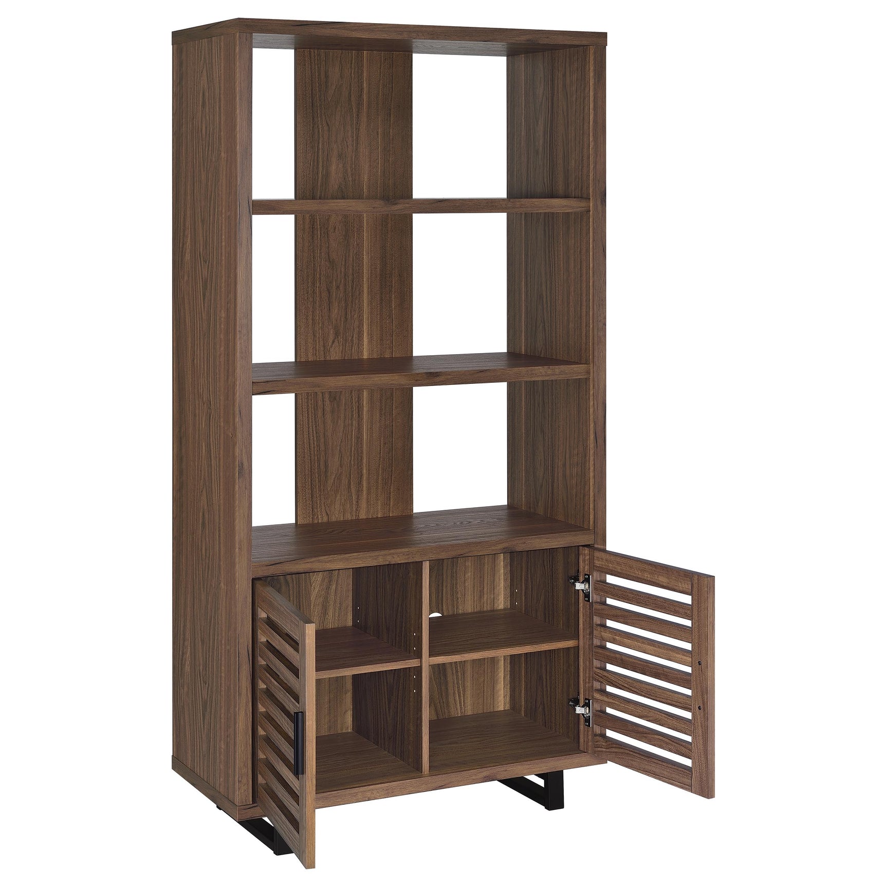 Maddox 71-inch 3-shelf Cabinet Bookcase Walnut - Tampa Furniture Outlet