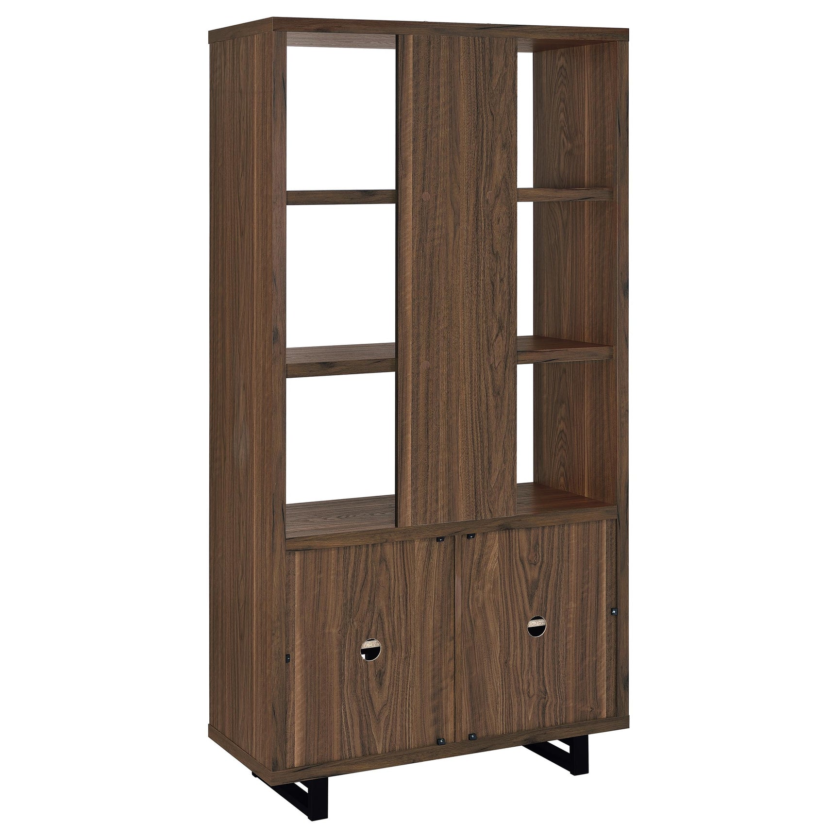 Maddox 71-inch 3-shelf Cabinet Bookcase Walnut - Tampa Furniture Outlet