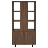 Maddox 71-inch 3-shelf Cabinet Bookcase Walnut - Tampa Furniture Outlet
