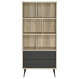 Maeve 70-inch 3-shelf Bookcase with Drawers Distressed Pine - Tampa Furniture Outlet