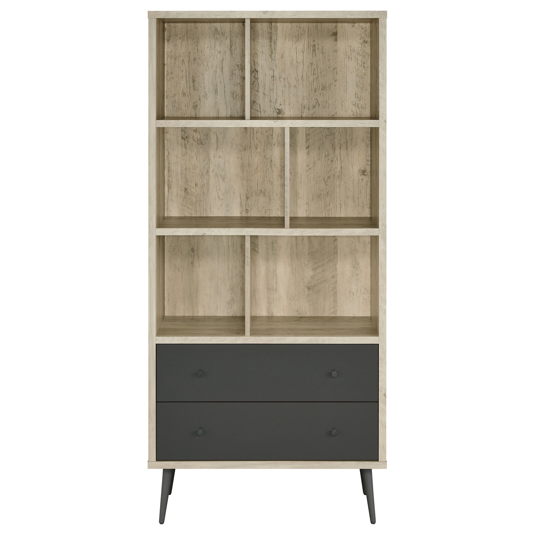 Maeve 70-inch 3-shelf Bookcase with Drawers Distressed Pine - Tampa Furniture Outlet
