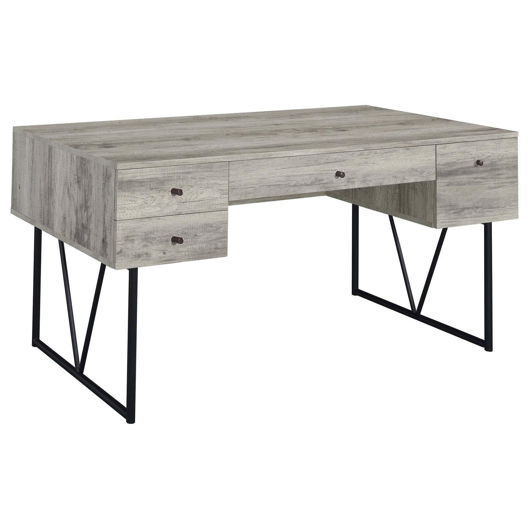 Tampa Furniture Outlet - Coaster - Analiese 63-inch 4-drawer Writing Desk Grey Driftwood - 801999