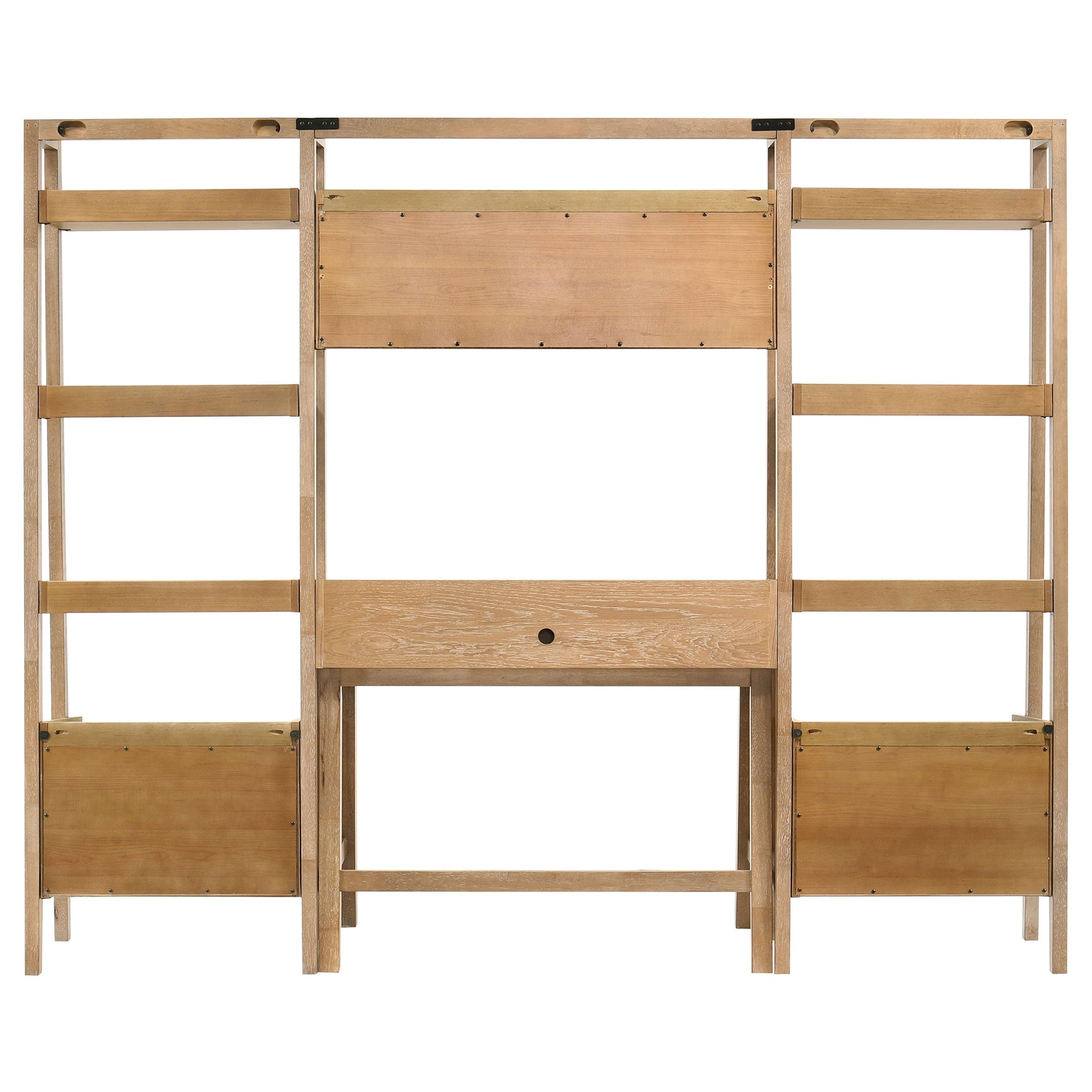 Fabian 4-piece Computer Desk and Bookshelf Set Distressed Light Brown