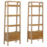 Fabian 2-piece 4-shelf Bookshelf with Drawer Distressed Light Brown
