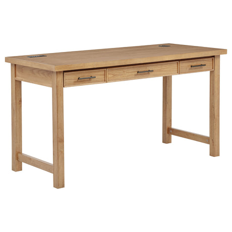 Tampa Furniture Outlet - Coaster - Vermes 55-inch 3-drawer Writing Desk with Power Outlet Light Ash - 802061