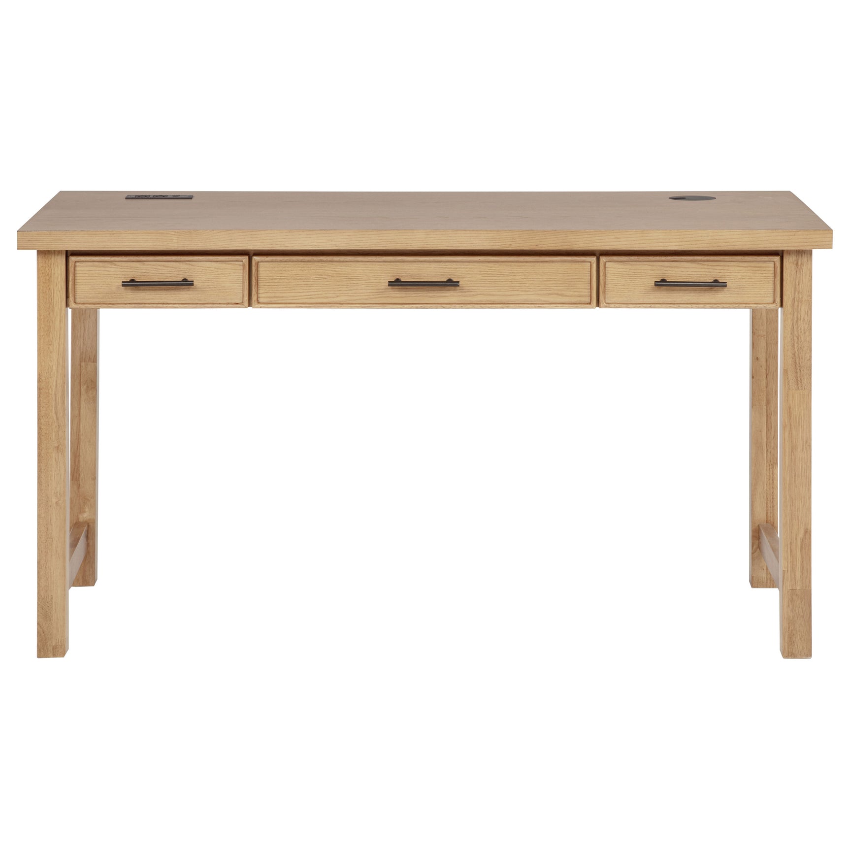 Vermes 55-inch 3-drawer Writing Desk with Power Outlet Light Ash