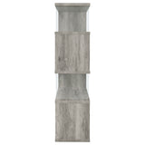 Emelle 63-inch 4-shelf Glass Panel Bookshelf Grey Driftwood - Tampa Furniture Outlet