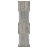 Emelle 63-inch 4-shelf Glass Panel Bookshelf Grey Driftwood - Tampa Furniture Outlet