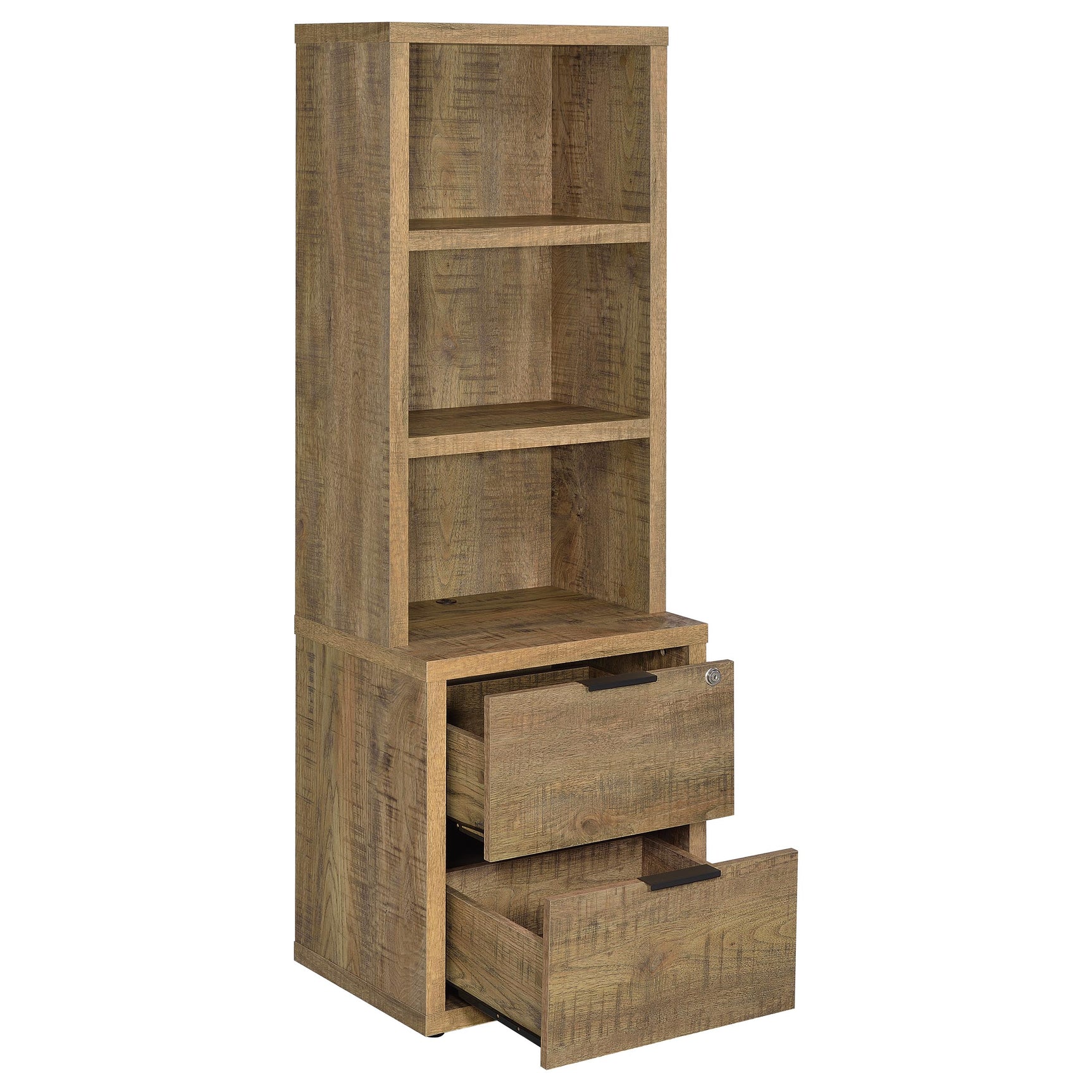 Westpark 3-shelf Bookcase USB and Lockable Drawer Mango - Tampa Furniture Outlet