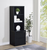 Westpark 3-shelf Bookcase USB and Lockable Drawer Black - Tampa Furniture Outlet