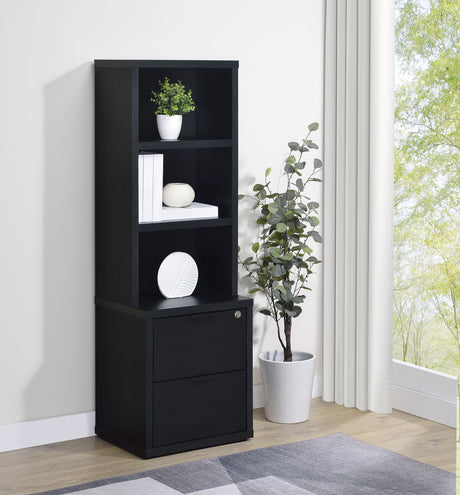 Westpark 3-shelf Bookcase USB and Lockable Drawer Black - Tampa Furniture Outlet