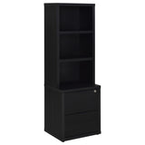 Tampa Furniture Outlet - Coaster - Westpark 3-shelf Bookcase USB and Lockable Drawer Black - 802703