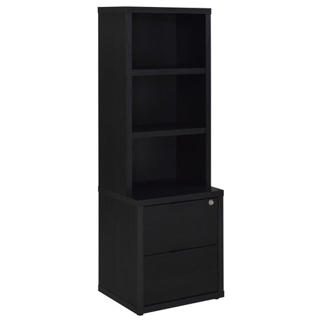 Tampa Furniture Outlet - Coaster - Westpark 3-shelf Bookcase USB and Lockable Drawer Black - 802703