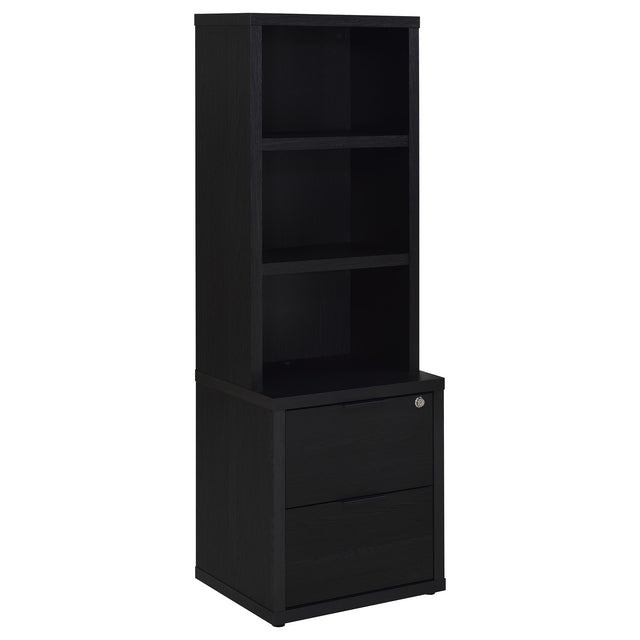 Tampa Furniture Outlet - Coaster - Westpark 3-shelf Bookcase USB and Lockable Drawer Black - 802703