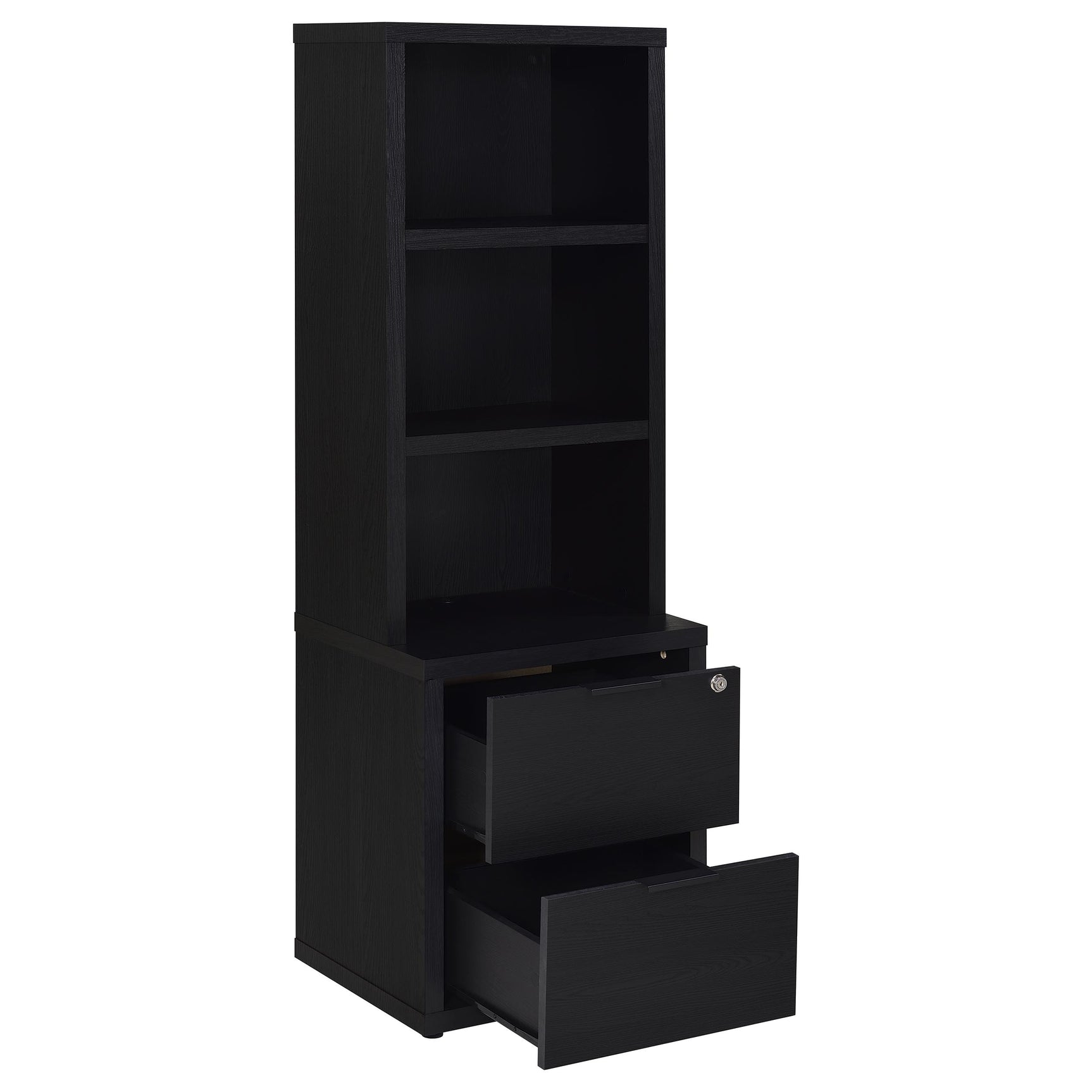 Westpark 3-shelf Bookcase USB and Lockable Drawer Black - Tampa Furniture Outlet
