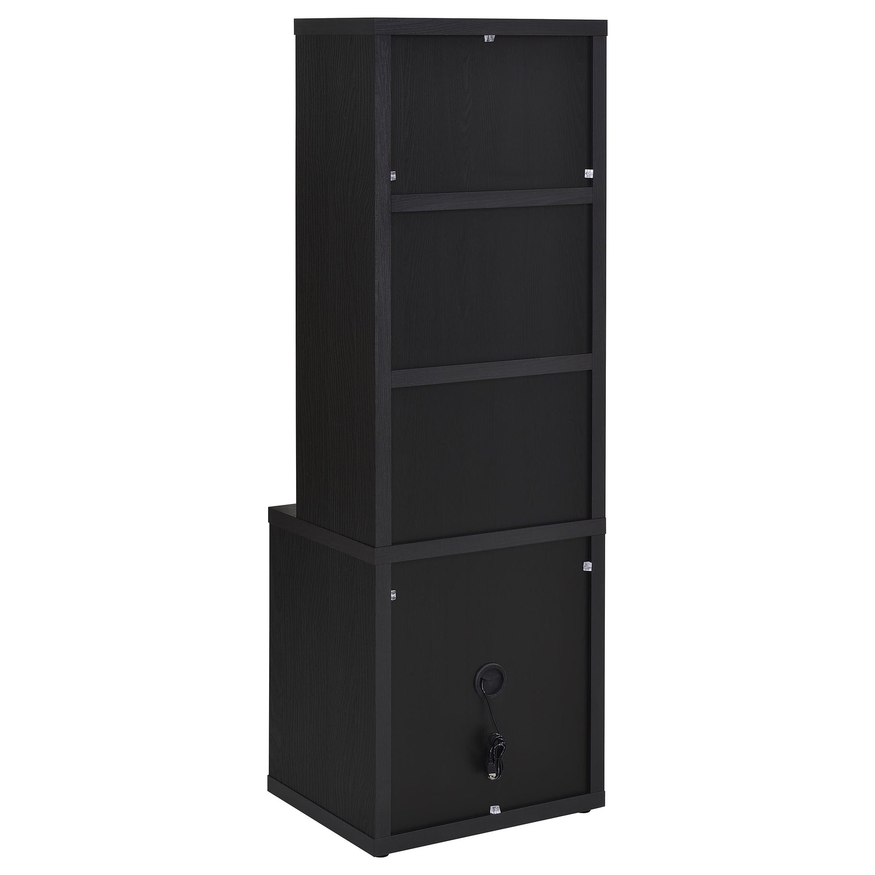 Westpark 3-shelf Bookcase USB and Lockable Drawer Black - Tampa Furniture Outlet