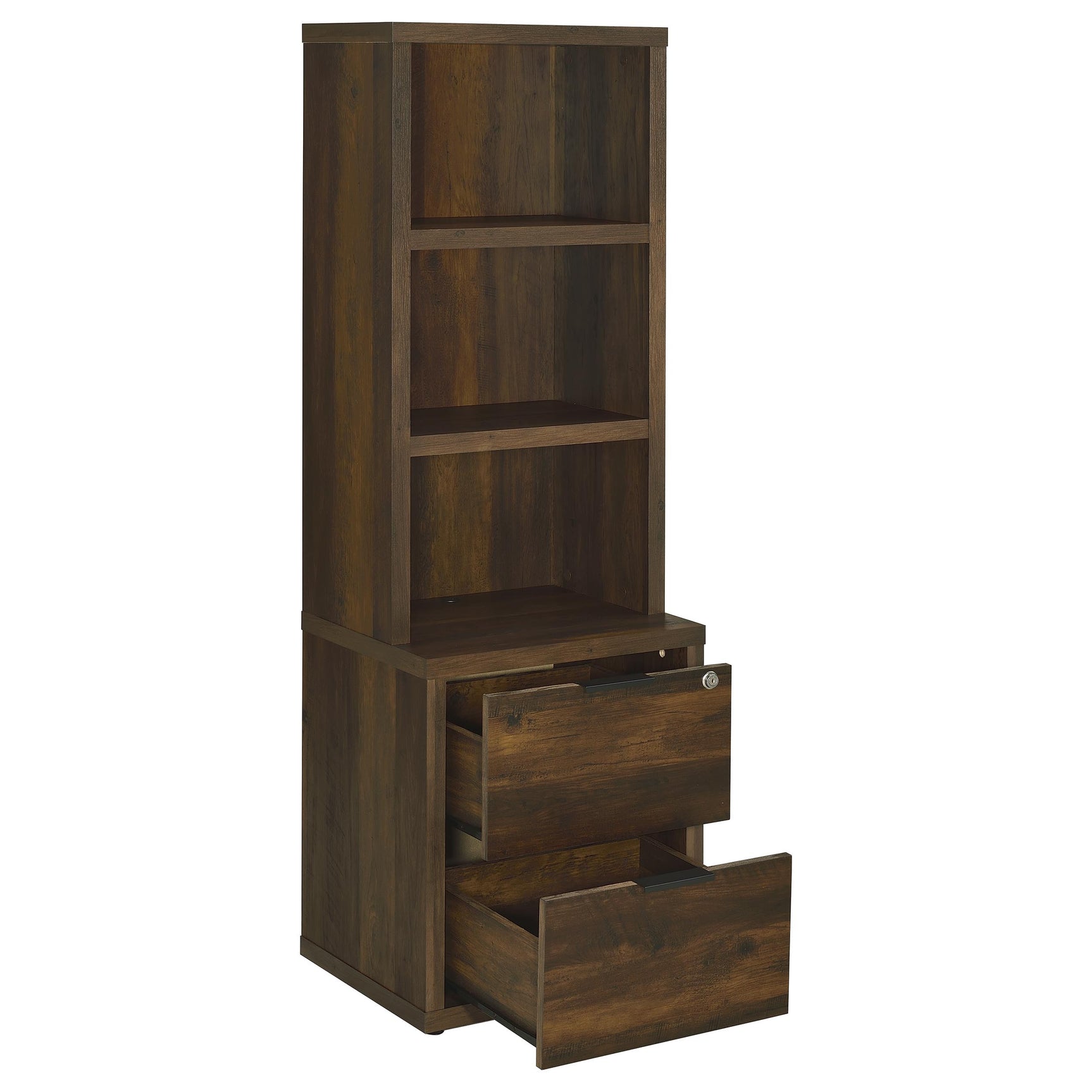 Westpark 3-shelf Bookcase USB and Lockable Drawer Dark Pine - Tampa Furniture Outlet
