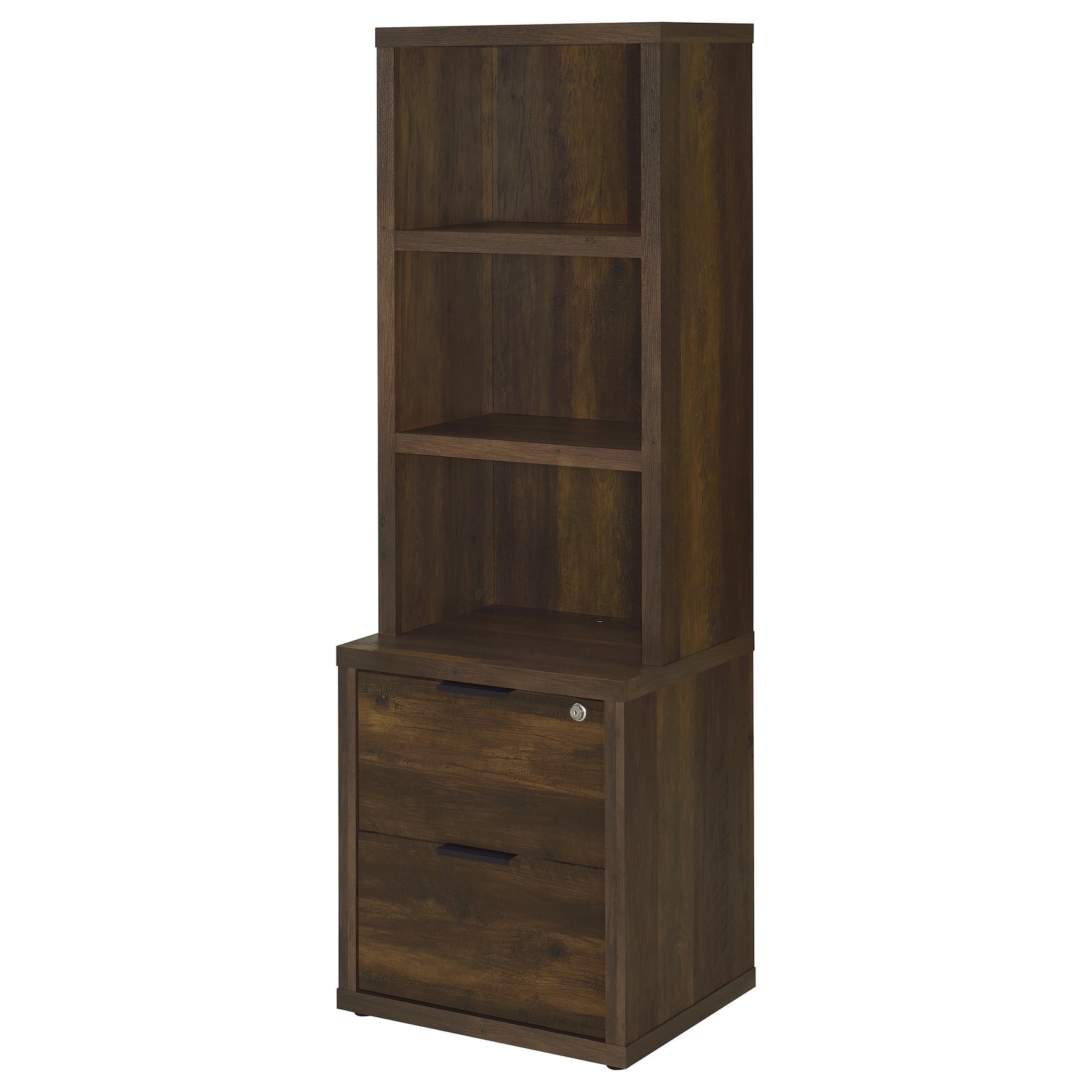 Westpark 3-shelf Bookcase USB and Lockable Drawer Dark Pine - Tampa Furniture Outlet