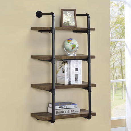 Elmcrest 24-inch 4-shelf Wall Bookshelf Rustic Oak - Tampa Furniture Outlet
