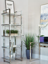 Hartford 79-inch 5-shelf Glass Bookshelf Chrome - Tampa Furniture Outlet