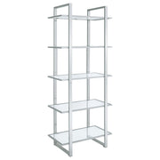 Tampa Furniture Outlet - Coaster - Hartford 79-inch 5-shelf Glass Bookshelf Chrome - 805538