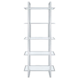 Hartford 79-inch 5-shelf Glass Bookshelf Chrome - Tampa Furniture Outlet