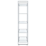 Hartford 79-inch 5-shelf Glass Bookshelf Chrome - Tampa Furniture Outlet