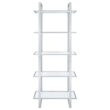Hartford 79-inch 5-shelf Glass Bookshelf Chrome - Tampa Furniture Outlet