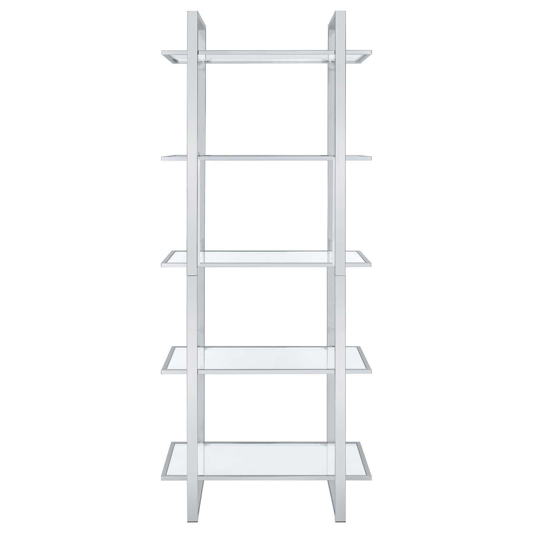 Hartford 79-inch 5-shelf Glass Bookshelf Chrome - Tampa Furniture Outlet