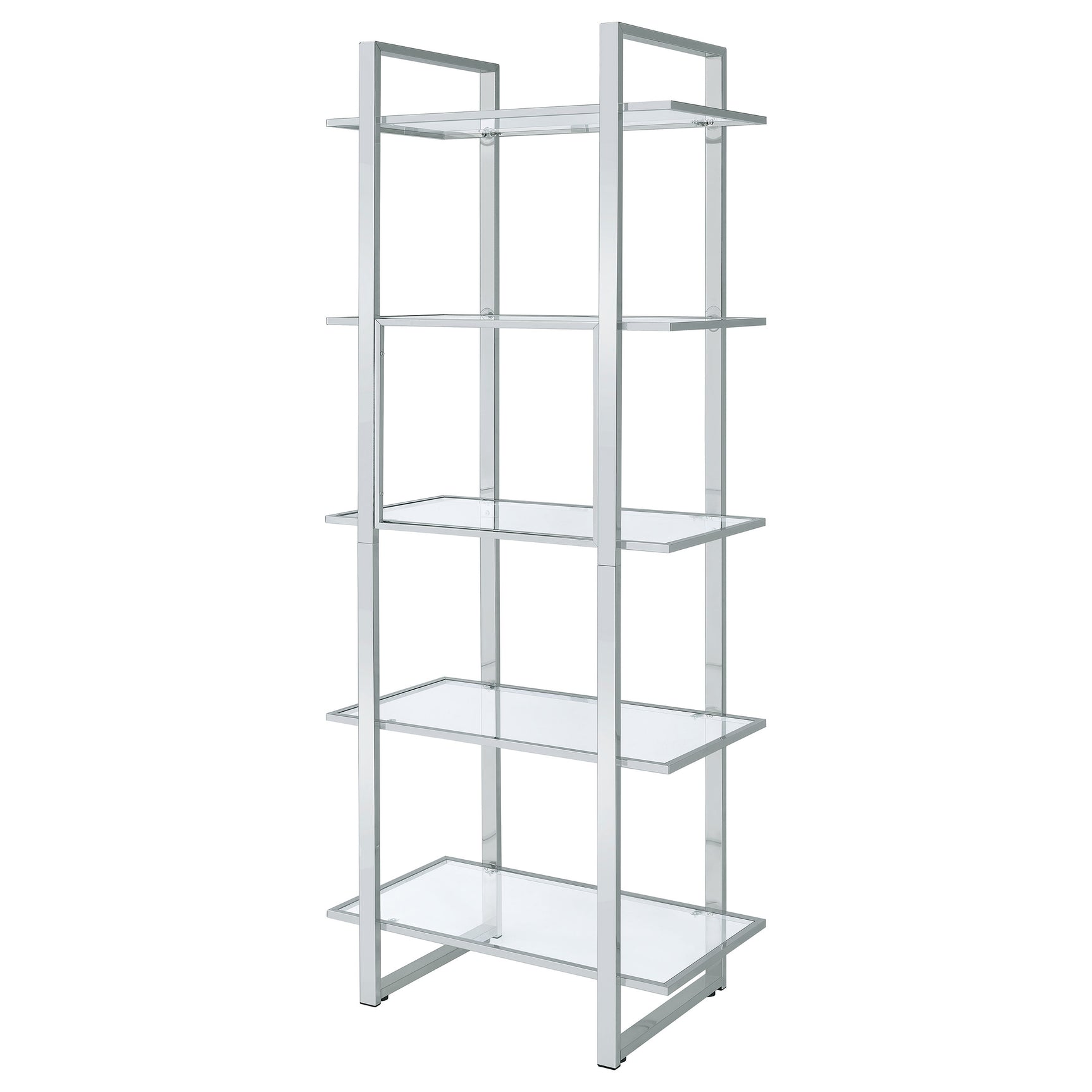 Hartford 79-inch 5-shelf Glass Bookshelf Chrome - Tampa Furniture Outlet