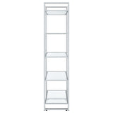 Hartford 79-inch 5-shelf Glass Bookshelf Chrome - Tampa Furniture Outlet