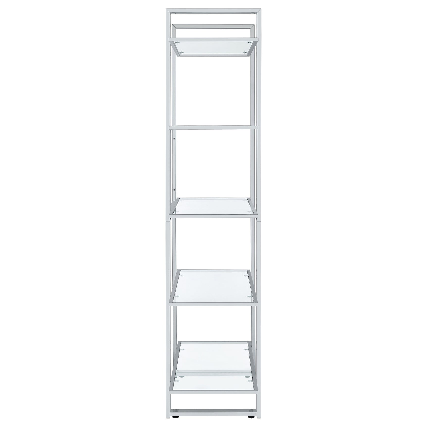 Hartford 79-inch 5-shelf Glass Bookshelf Chrome - Tampa Furniture Outlet
