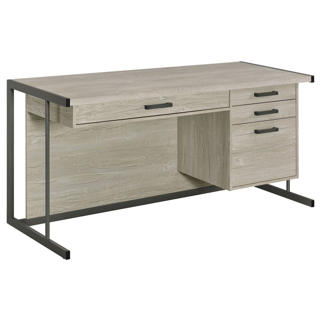 Tampa Furniture Outlet - Coaster - Loomis 60-inch 4-drawer Computer Desk Whitewashed Grey - 805881