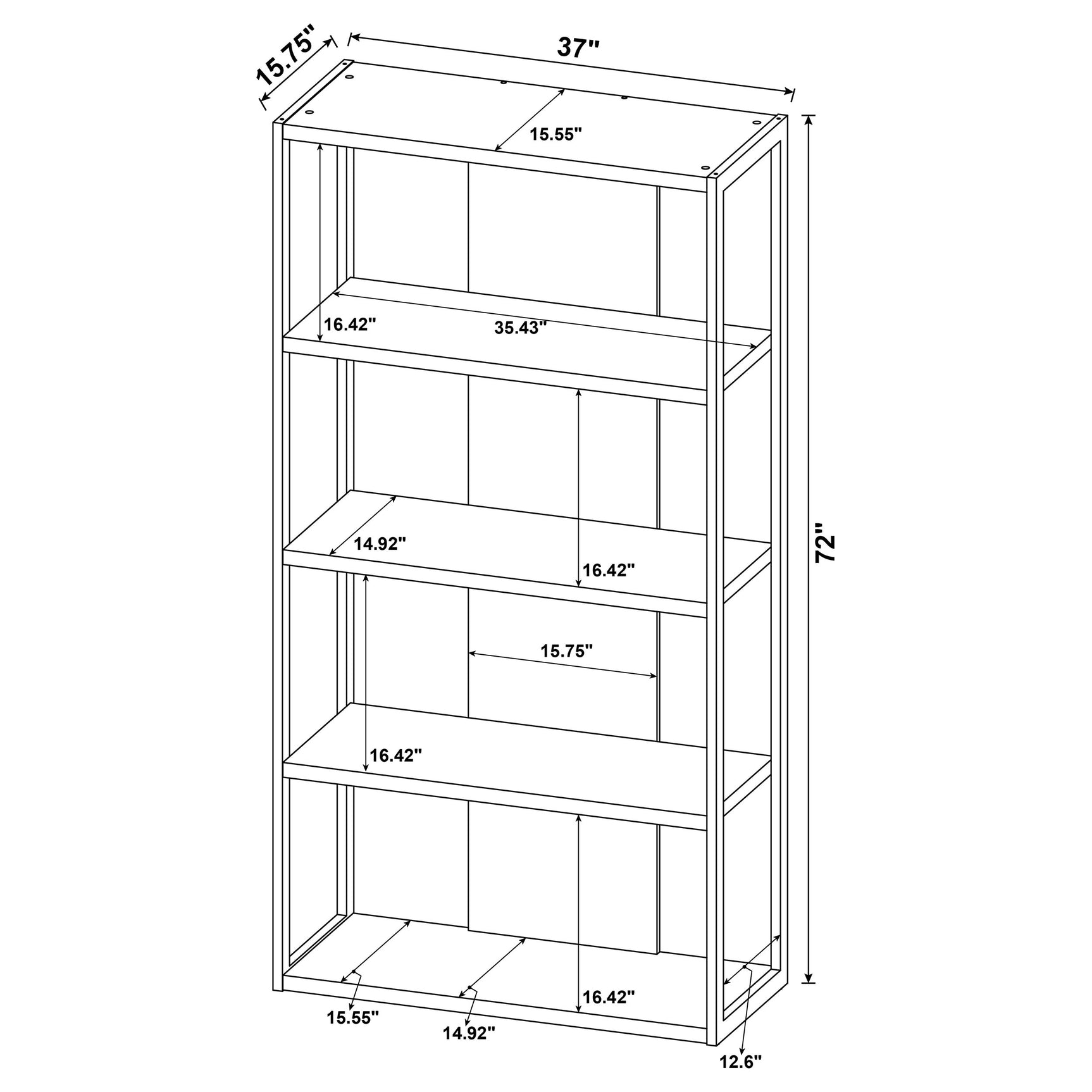 Loomis 72-inch 4-shelf Bookshelf Whitewashed Grey - Tampa Furniture Outlet
