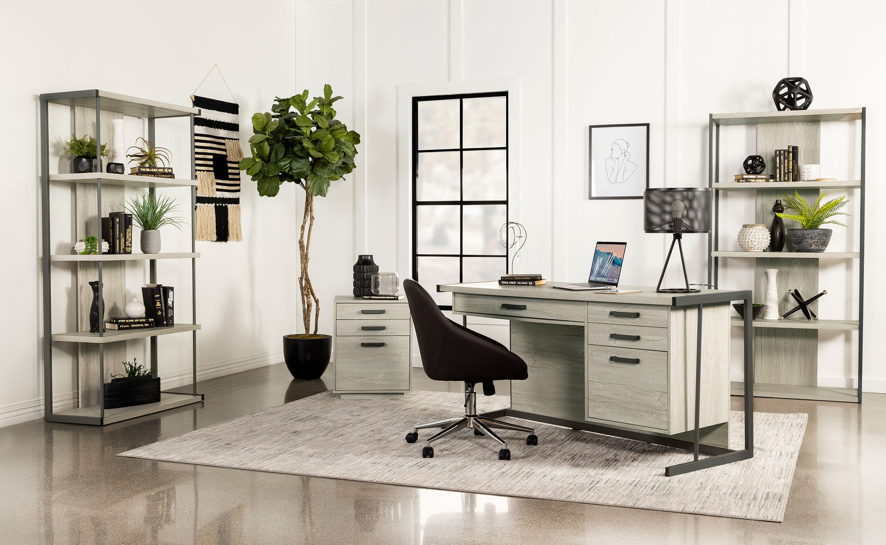Loomis 72-inch 4-shelf Bookshelf Whitewashed Grey - Tampa Furniture Outlet