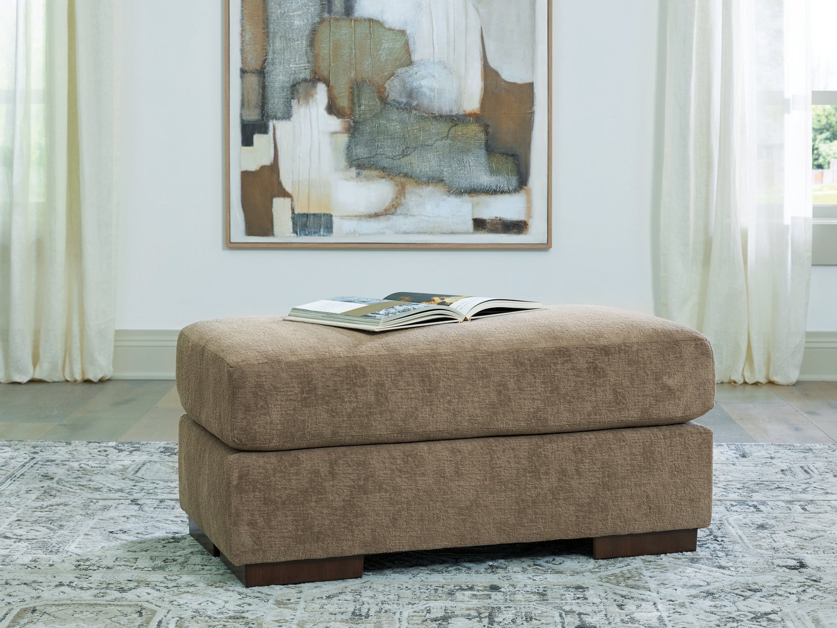 Tampa Furniture Outlet - Ashley Furniture - Jayne Park Living Room - Ottoman / Pecan - PC8150514