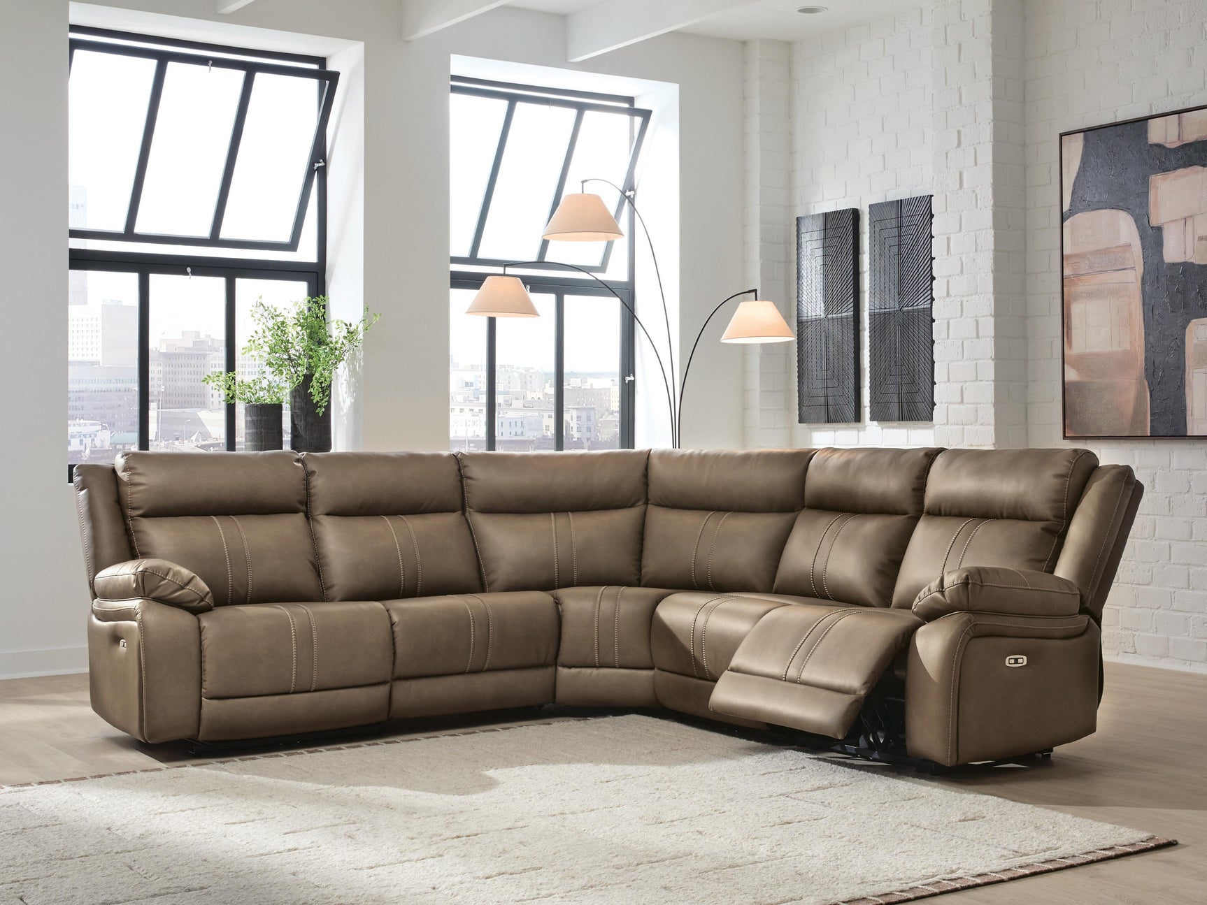 Tampa Furniture Outlet - Ashley Furniture - Max-Momentum Sectional - 5-Piece Power Reclining Sectional / Biscotti - PC82305S6