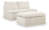 Tampa Furniture Outlet - Ashley Furniture - Fannin Sectional - 2 Armless Chairs w/Otto (3/CN) / Ivory - PC8430431