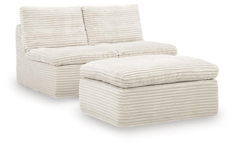 Tampa Furniture Outlet - Ashley Furniture - Fannin Sectional - 2 Armless Chairs w/Otto (3/CN) / Ivory - PC8430431