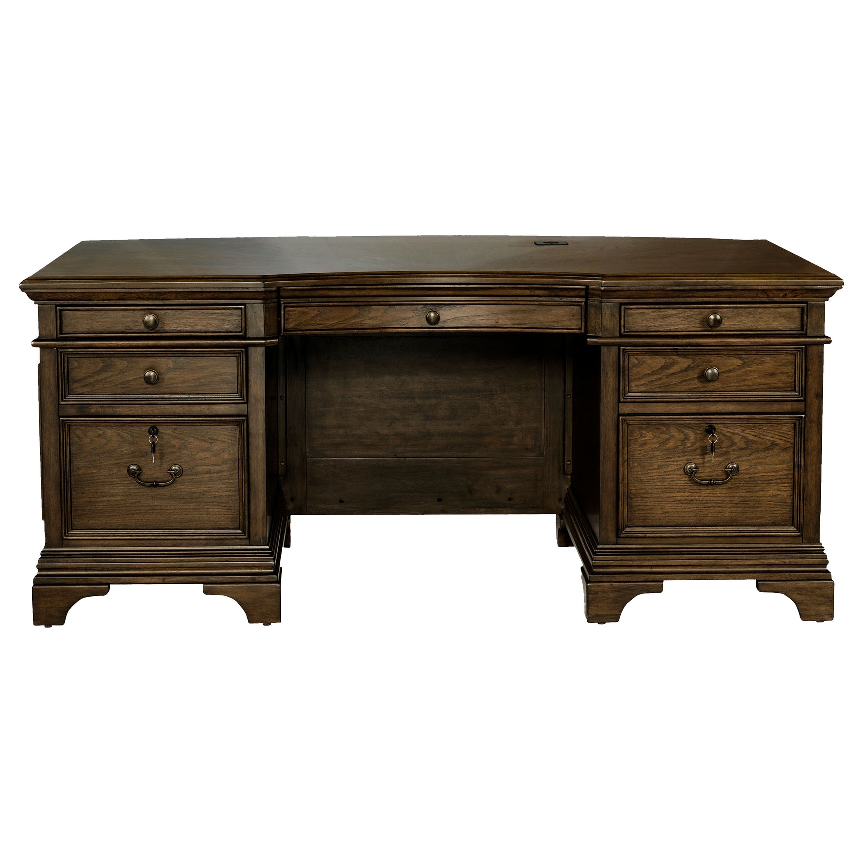 Hartshill 72-inch 7-drawer Executive Desk Burnished Oak - Tampa Furniture Outlet