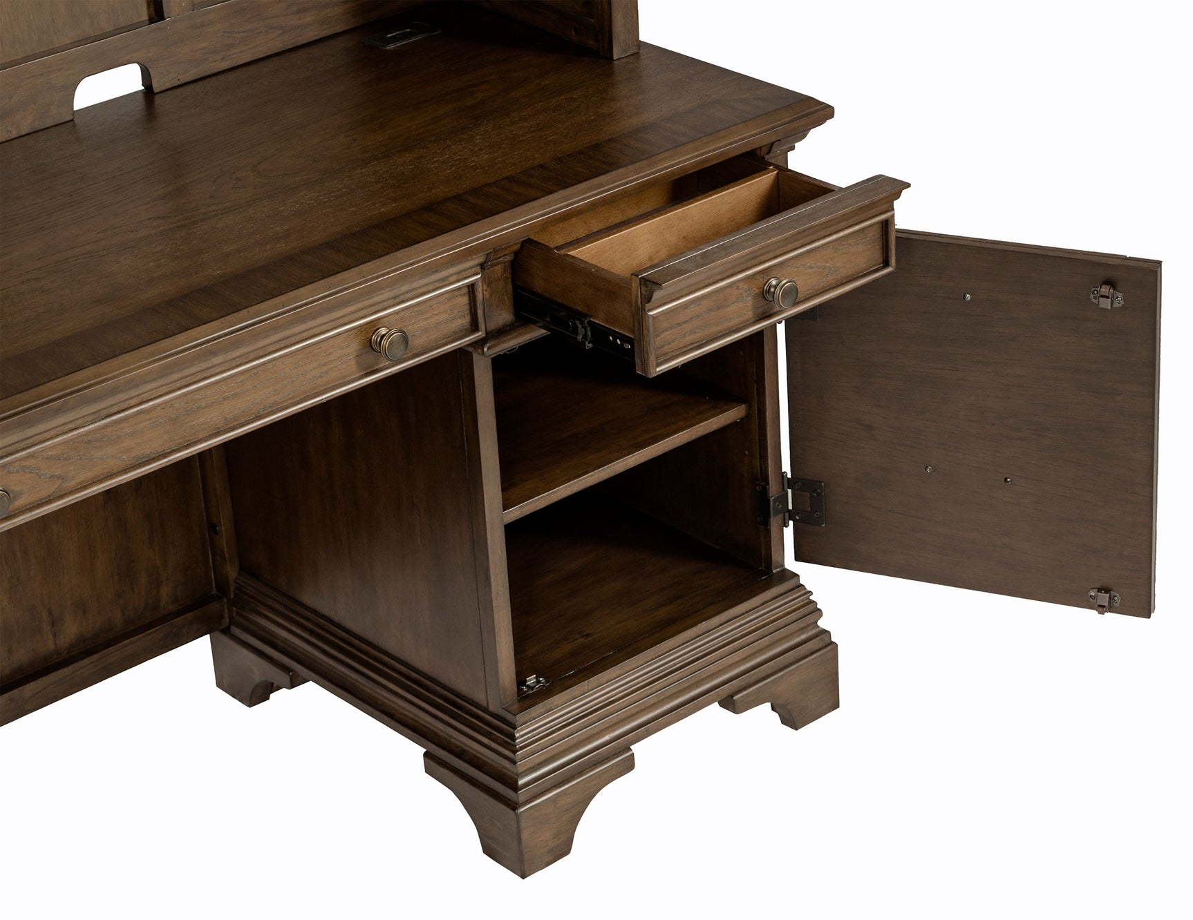 Hartshill 66-inch 5-drawer Credenza Office Desk Burnish Oak - Tampa Furniture Outlet
