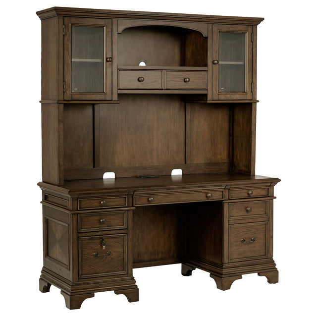 Tampa Furniture Outlet - Coaster - Hartshill 66-inch 5-drawer Credenza with Hutch Burnished Oak - 881283