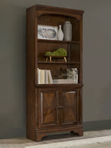 Hartshill 78-inch 3-shelf Cabinet Bookcase Burnished Oak - Tampa Furniture Outlet