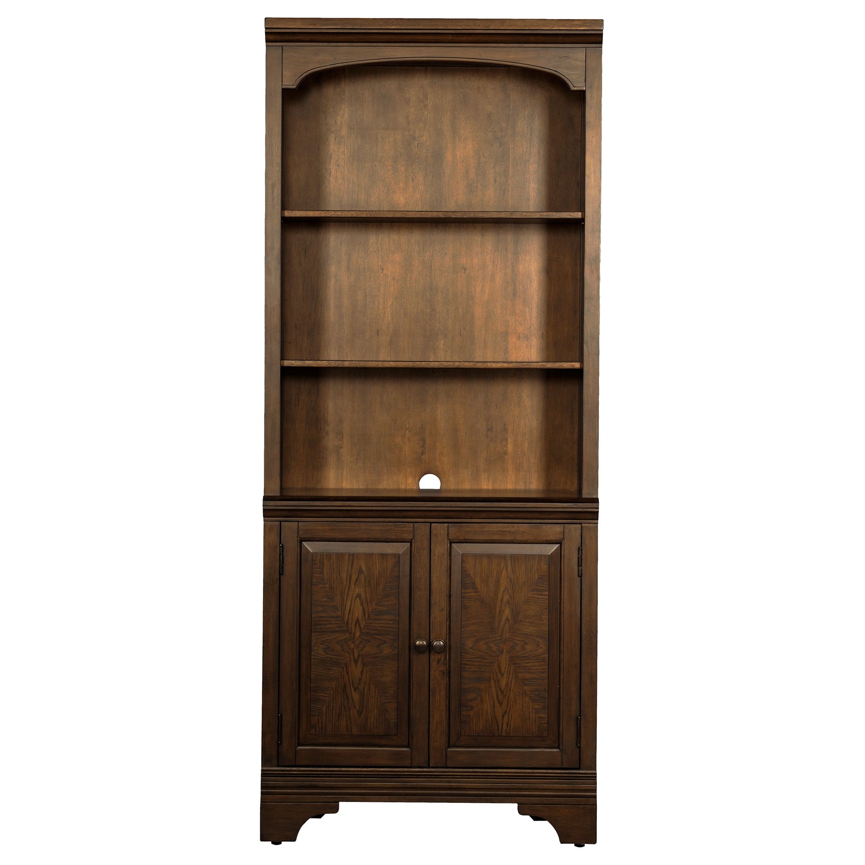 Hartshill 78-inch 3-shelf Cabinet Bookcase Burnished Oak - Tampa Furniture Outlet