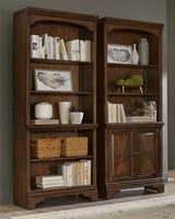 Hartshill 78-inch 3-shelf Cabinet Bookcase Burnished Oak - Tampa Furniture Outlet