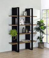 Danbrook 71-inch 4-shelf Bookshelf Black and Aged Walnut - Tampa Furniture Outlet