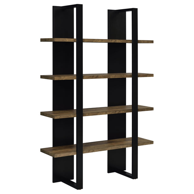 Tampa Furniture Outlet - Coaster - Danbrook 71-inch 4-shelf Bookshelf Black and Aged Walnut - 882036