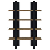 Danbrook 71-inch 4-shelf Bookshelf Black and Aged Walnut - Tampa Furniture Outlet