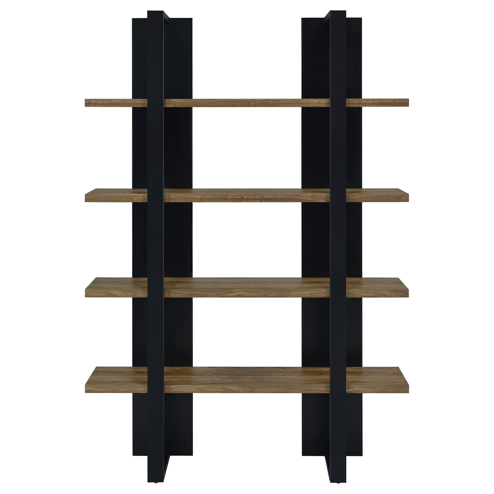 Danbrook 71-inch 4-shelf Bookshelf Black and Aged Walnut - Tampa Furniture Outlet